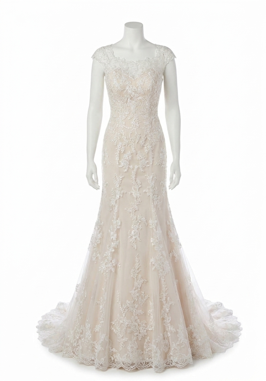 NEW MORILEE alencon lace applique gown in ivory